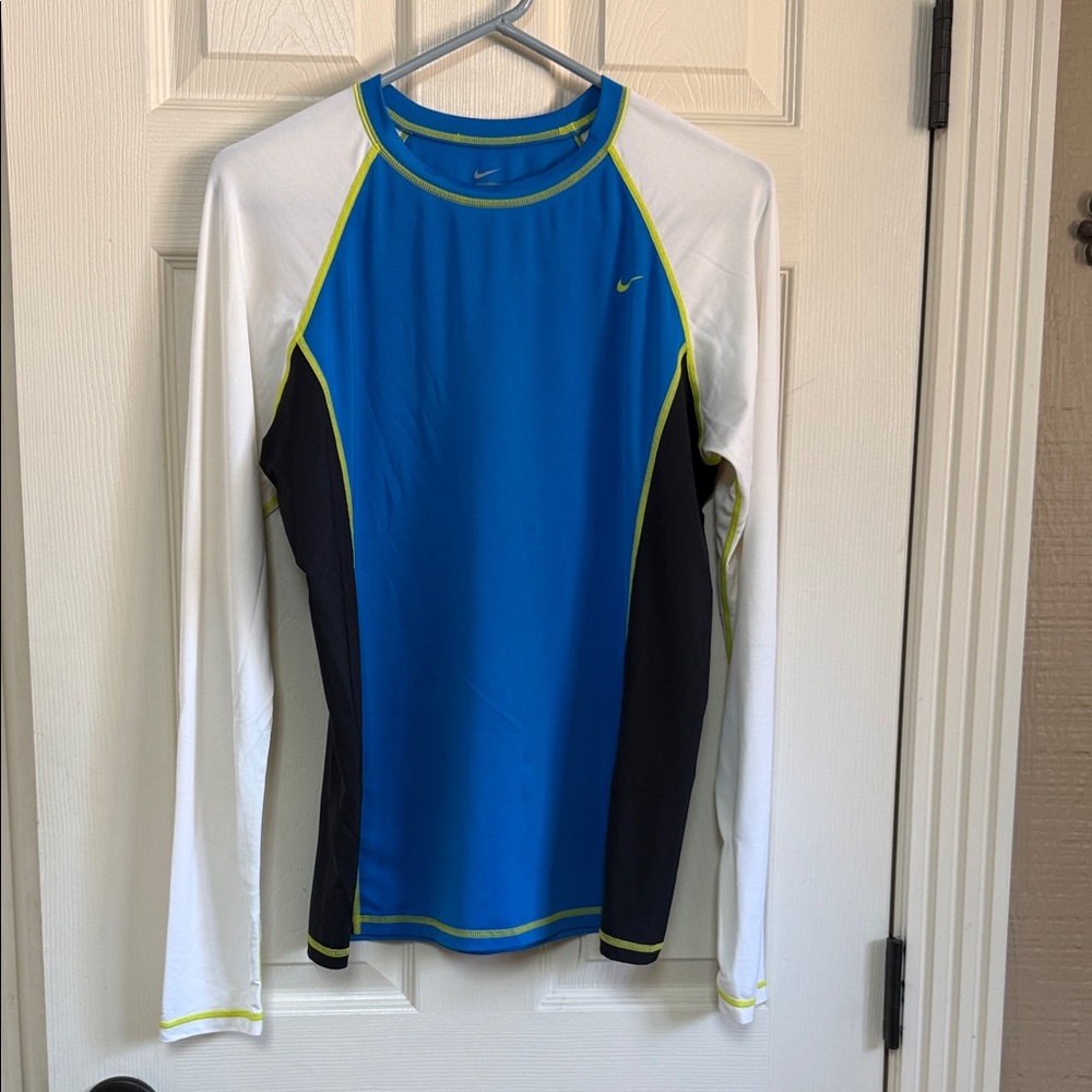 Nike Women’s Blue, White, and Black Rash Guard